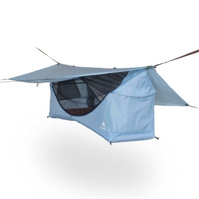 Haven Tent Original Lay-Flat Hammock Tent (Sky Blue) Comfortable Waterproof Camping Hammock with Mosquito Net Includes Insulated Sleeping Pad & Rainfly