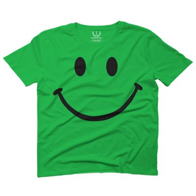 0357. Cute Graphic Happy Funny Smile Smiling Smiley face Positive Smiley for Men T Shirt (Irish Green 2X-Large)