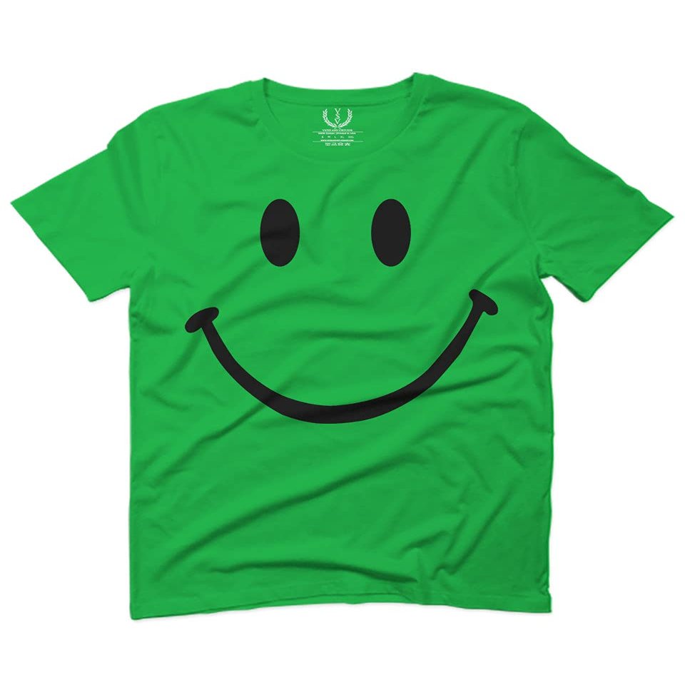 0357. Cute Graphic Happy Funny Smile Smiling Smiley face Positive Smiley for Men T Shirt (Irish Green 2X-Large)