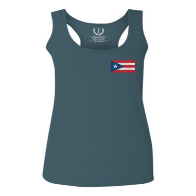 0062. Puerto Rico Flag Boricua Rican Nuyorican Women's Tank Top Racerback (Indigo Blue Small)