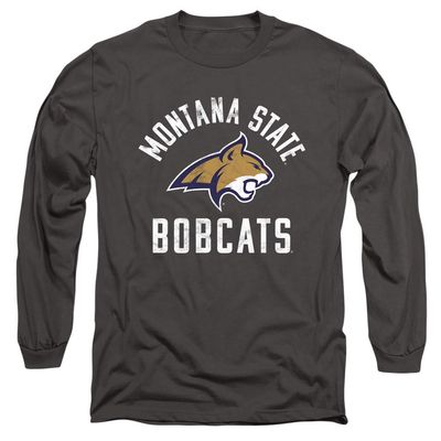 Montana State University Official MSU Bobcats Logo Unisex Adult Long-Sleeve T Shirt,Charcoal, 3X-Large