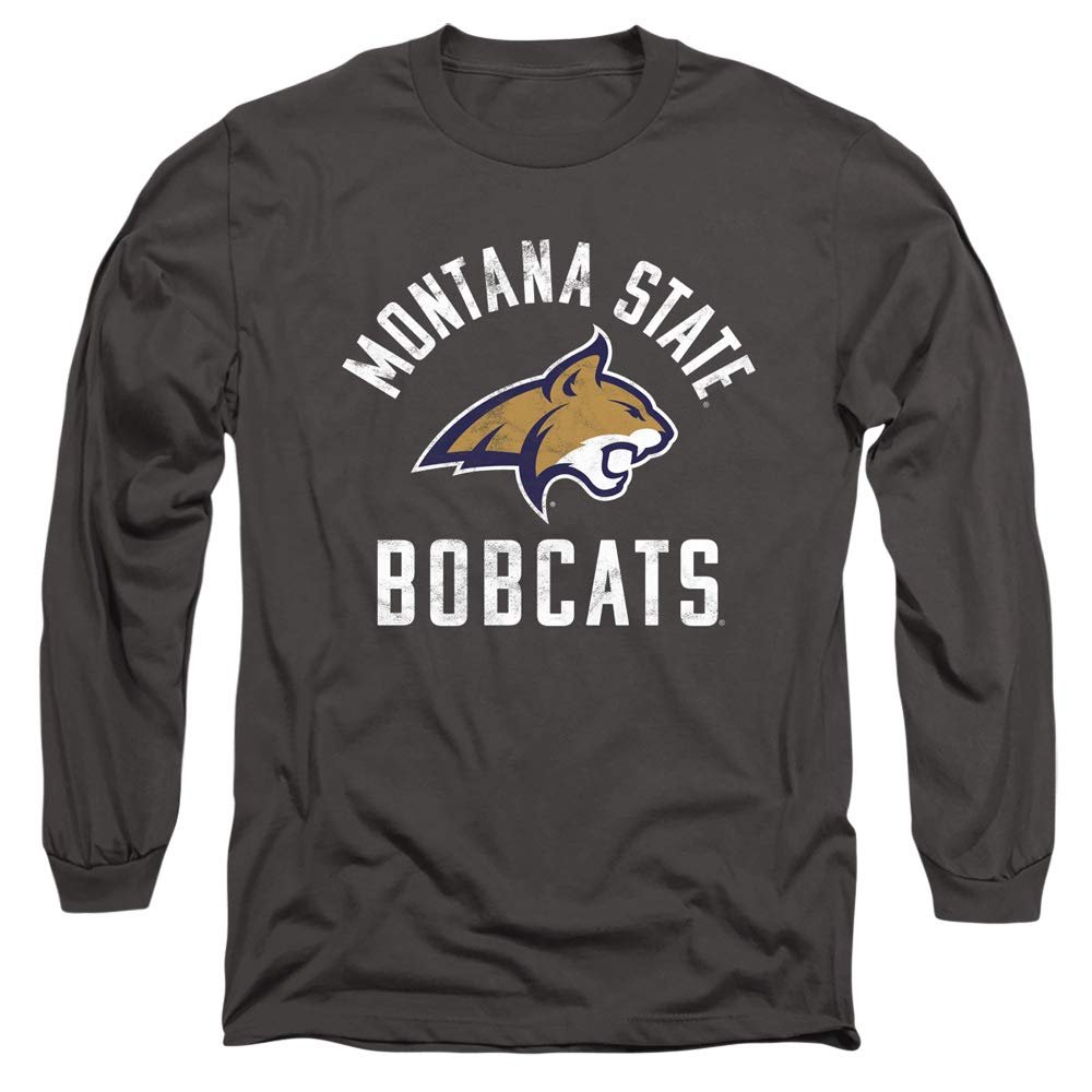 Montana State University Official MSU Bobcats Logo Unisex Adult Long-Sleeve T Shirt,Charcoal, 3X-Large