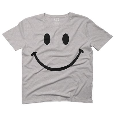 0357. Cute Graphic Happy Funny Smile Smiling Smiley face Positive Smiley for Men T Shirt (Light Gray 2X-Large)