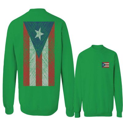 0062. Puerto Rico Flag Boricua Rican Nuyorican Men's Crewneck Sweatshirt (Irish Green Medium)
