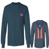 0062. Puerto Rico Flag Boricua Rican Nuyorican Men's Long Sleeve t Shirt (Indigo Blue Large) view 1