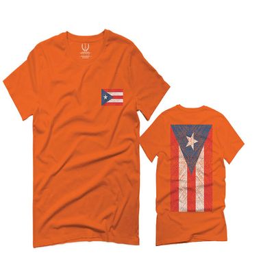 0062. Puerto Rico Flag Boricua Rican Nuyorican for Men T Shirt (Orange 2X-Large)