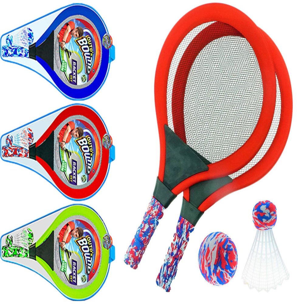 JA-RU Soft Foam Racket Set (12 Sets) Badminton, Tennis Racket, & Paddle Ball Toys for Kids, Teens & Adults. Active Indoor & Outdoor Games & Sports Activities. Family Exercise Equipment Set. 5135-12s