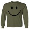 0357. Cute Graphic Happy Funny Smile Smiling Smiley face Positive Smiley Men's Long Sleeve t Shirt (Olive, Small) view 1