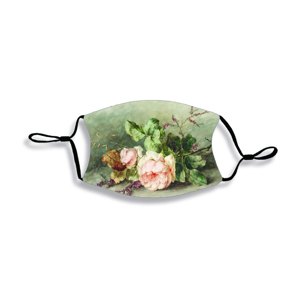 Beautiful Roses Grey One Size Fabric Fashion Face Covering Mask
