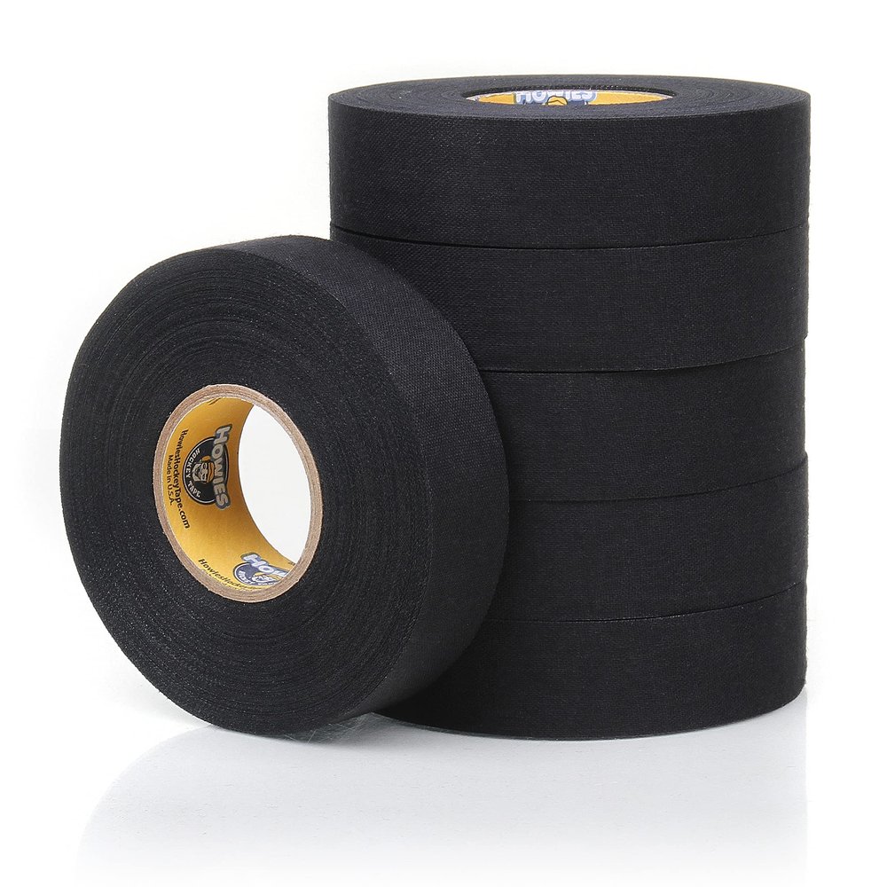Howies Black Hockey Tape | 1" Black Cloth Stick & Bat Tape for Hockey, Lacrosse, Baseball, Sports | Multiple Pack Sizes | Strong Grip, Durable, Long-Lasting | Made in USA (6 Pack)