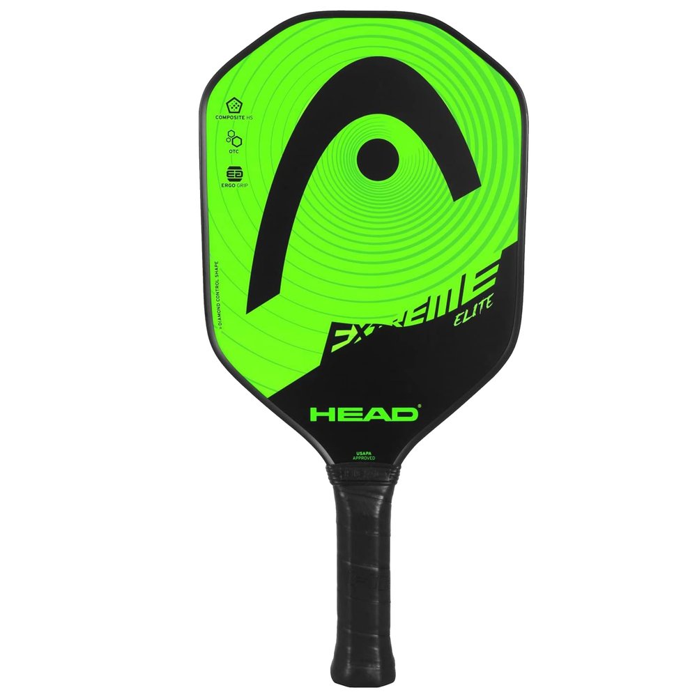 HEAD Extreme Elite Fiberglass Paddle with Honeycomb Polymer Core & Comfort Grip, Green/Black, One Size