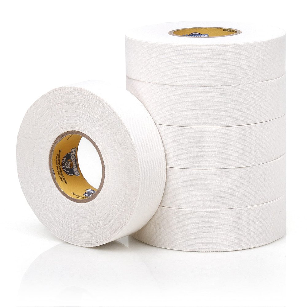 Howies White Hockey Tape | 1" White Cloth Stick & Bat Tape for Hockey, Lacrosse, Baseball, Sports | Multiple Pack Sizes | Strong Grip, Durable, Long-Lasting | Made in USA (6 Pack)