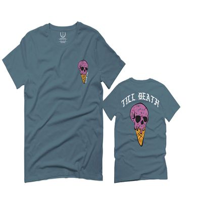 0258. Cool Graphic Candy Ice Cream Skull Summer Till Death Society streetwaer for Men T Shirt (Indigo 2X-Large)