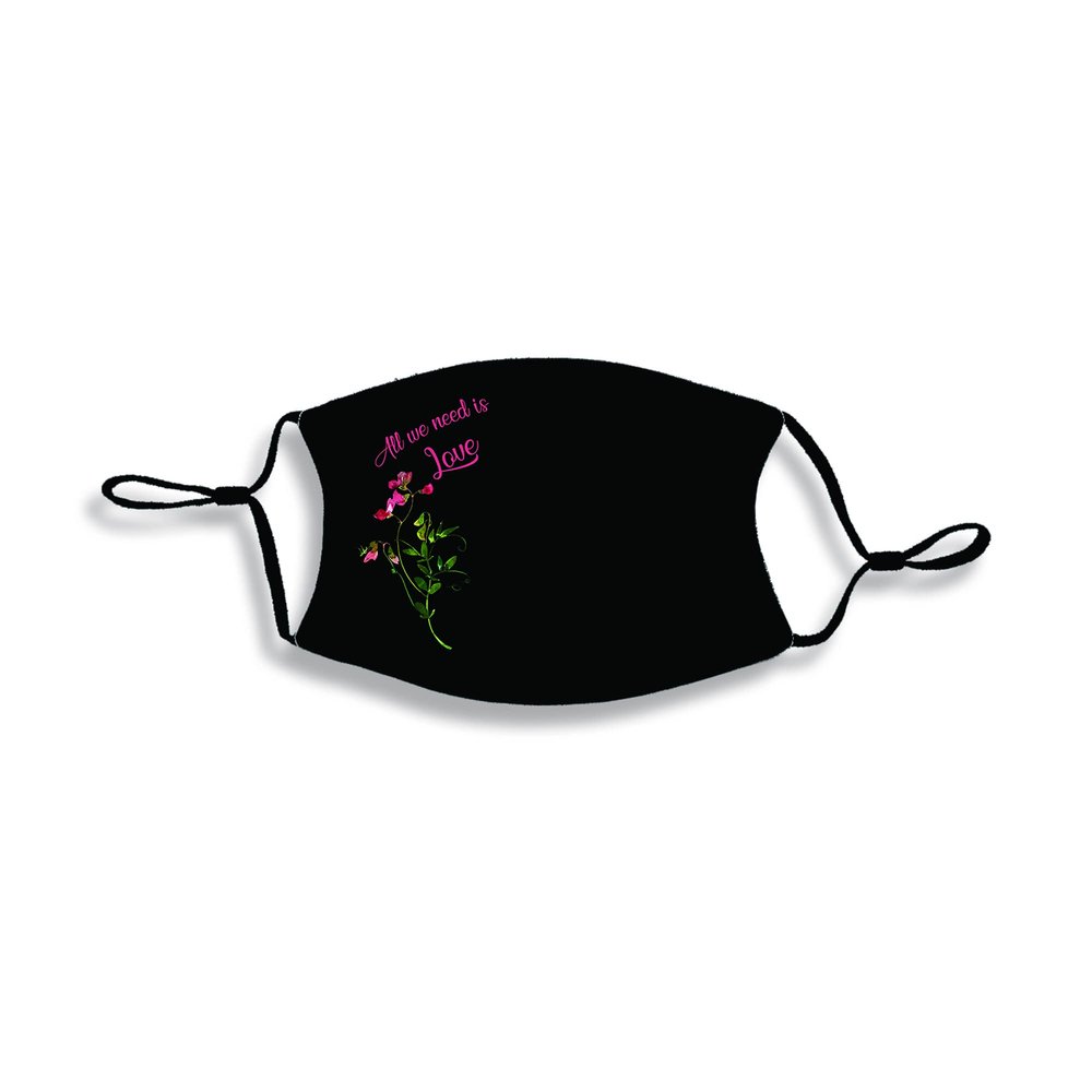 All We Need Is Love Black And White One Size Fabric Fashion Face Covering Mask