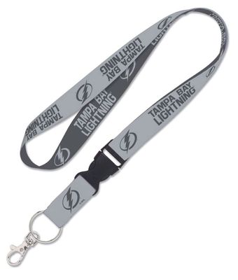 Fanatics NHL Tampa Bay Lightning 2-Tone Lanyard, 1-Inch Width, Detachable Buckle, Grey/Charcoal