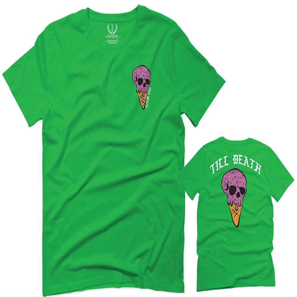 0258. Cool Graphic Candy Ice Cream Skull Summer Till Death Society streetwaer for Men T Shirt (Irish Green 2X-Large)