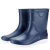ANUFER Men's Mid-Calf Snow Rain Boots Outdoor Waterproof Gardening Farm Boots with Removable Fluff Lining Blue 2 SN01622 US7 view 2