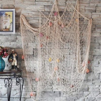 Bclla Zkenyao-net Fishing 1x2m /1.5x2m Handmade Decorative Fishing Net, Cotton Thread Bar Fish Nets, Decor Beach Scene Party Decoration, (Color : 100x200cm Conch)