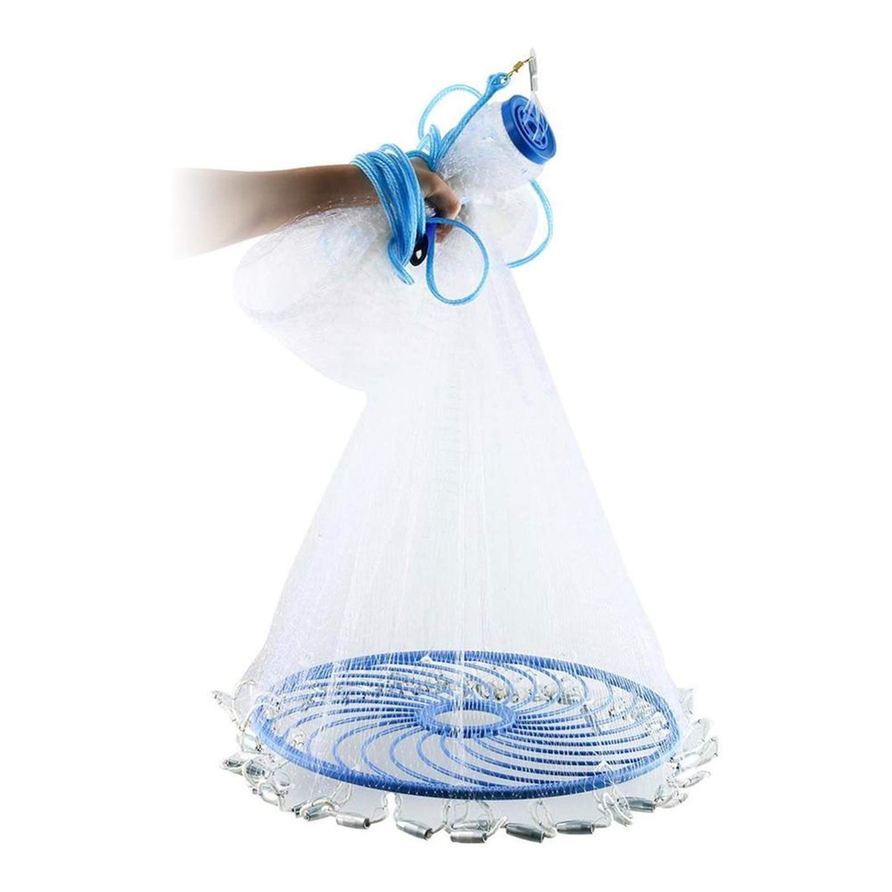 Bclla Zkenyao-net Fishing with Sinker and Without Sinker Cast Net, Hand Cast Net, Outdoor Throw Catch Fishing Net, (Color : B1 240 with Sinker)