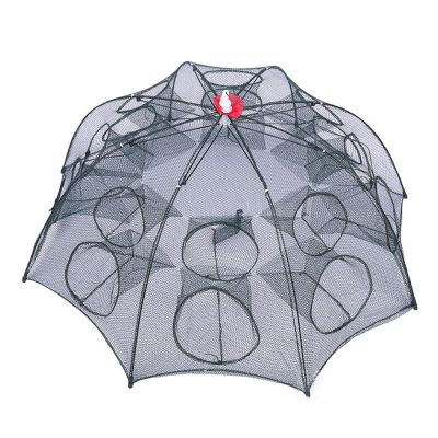 Bclla Zkenyao-net Fishing 4-16 Holes Automatic Umbrella Fishing Net, Shrimp Cage Nylon Foldable Crab Fish Trap Cast Net, Folding Fishing Mesh, (Color : 6 Sides 12 Holes)