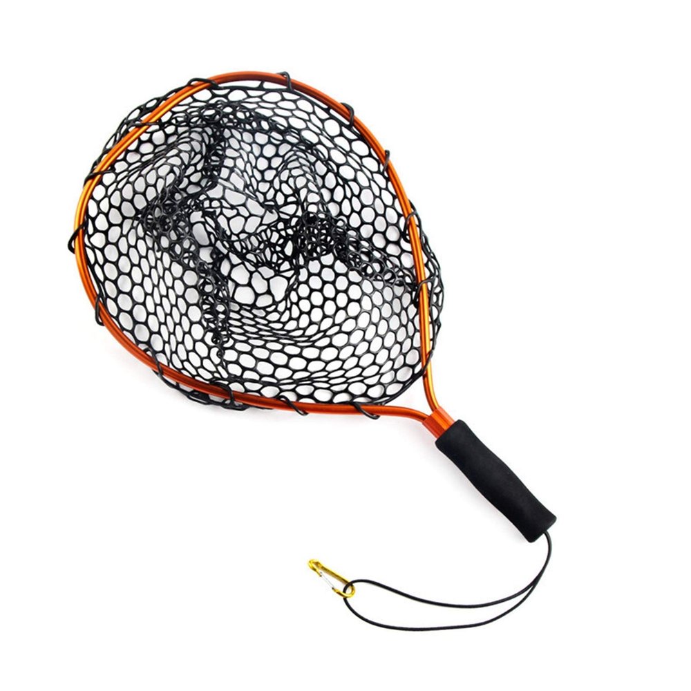 Bclla Zkenyao-net Fishing 35 Cm Portable Handheld Fishing Dip Net, Rubber Landing Nets with Elastic Rope and Buckle, 4 Colors, (Color : Orange)