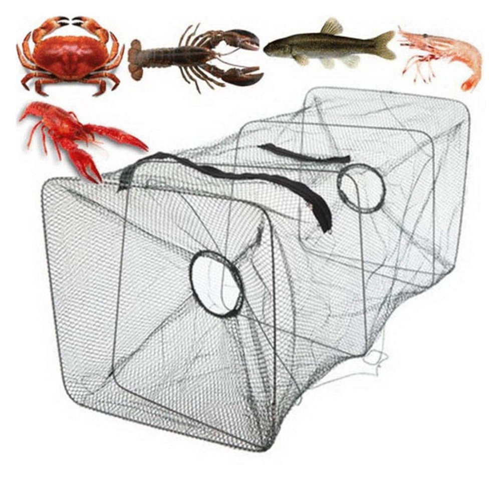 Bclla Zkenyao-net Fishing Foldable Crab Fish Shrimp Mesh Traps Fishing Net, Shrimp Minnow Fishing Bait Cast Dip Net Cage, (Color : Black)