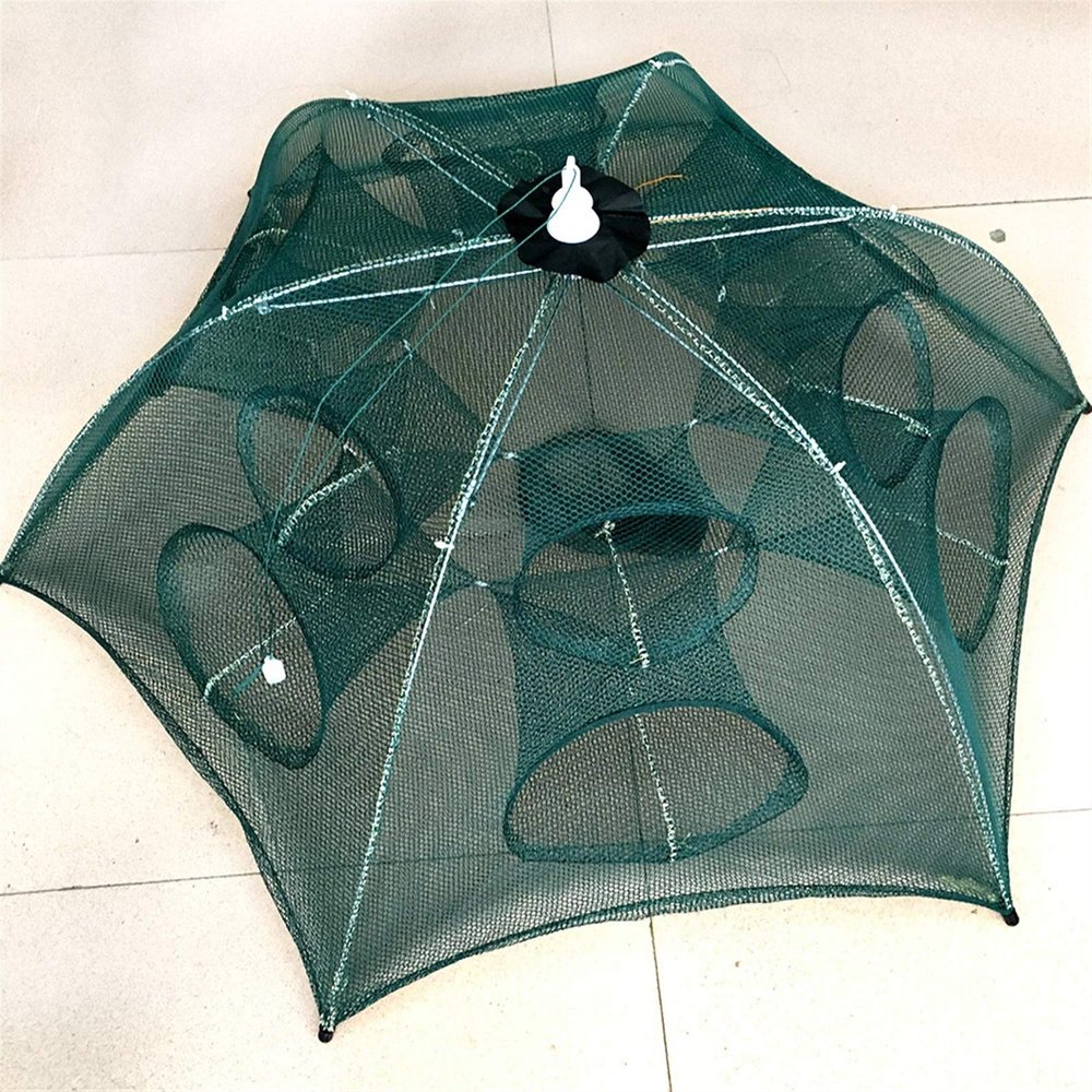 Bclla Zkenyao-net Fishing Shrimp Cage Nylon Foldable Crab Fish Trap Cast Net, Folding Fishing Network, 4/6/8/10/12/16/20 Holes Automatic Fishing Net, (Color : 6 Sides 12 Holes)
