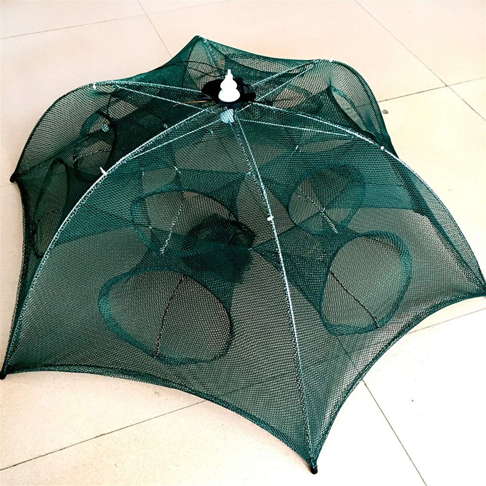 Bclla Zkenyao-net Fishing 4-20 Holes Automatic Fishing Net, Nylon Foldable Crab Fish Trap Cast Net, Folding Fishing Network, (Color : 4 Sides 4 Holes)
