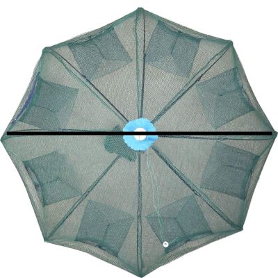 Bclla Zkenyao-net Fishing 8 Hole Folded Portable Fishing Net, Hexagon Fish Network Casting Nets, Crayfish Shrimp Catcher Tank Trap Cages Mesh, (Color : Green)