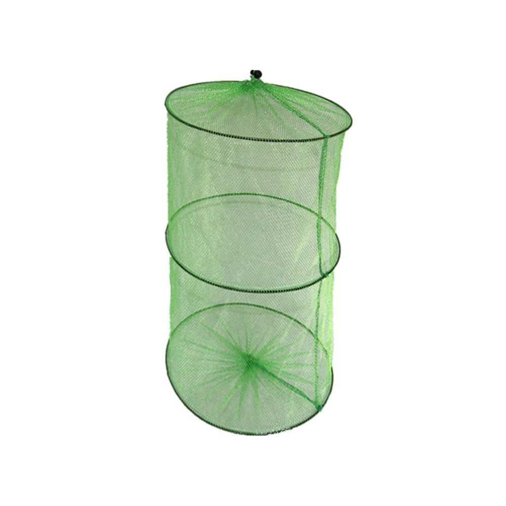 Bclla Zkenyao-net Fishing 2 Layers Portable Fishing Net, Fish Shrimp Mesh, Fishing Trap Network, Foldable Cage Cast Net Tackle 50 X 30cm, (Color : Green)