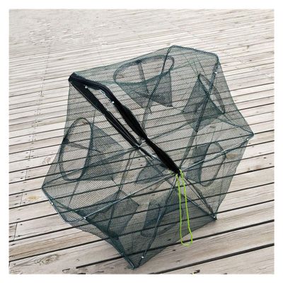 Bclla Zkenyao-net Fishing Shrimp Cage Nylon Foldable Crab Fish Trap Cast Net, Folding Fishing Network,2-16 Holes Automatic Fishing Net, (Color : L8h)