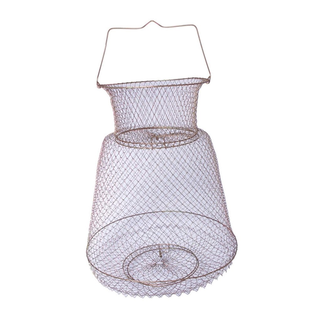Bclla Zkenyao-net Fishing Cage Iron Wire Basket for Crabs Squid Shrimp,Foldable Metal Wire Fishing Net, (Color : 38cm)