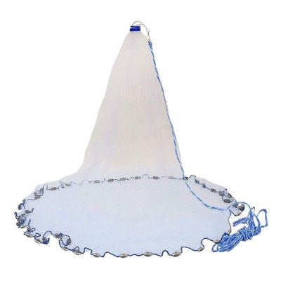 Bclla Zkenyao-net Fishing 8Ft 2.4M Fishing Net, Bait Throw Hand Cast 3/4 Inch Strong Nylon Mesh + Sinker, (Color : White)