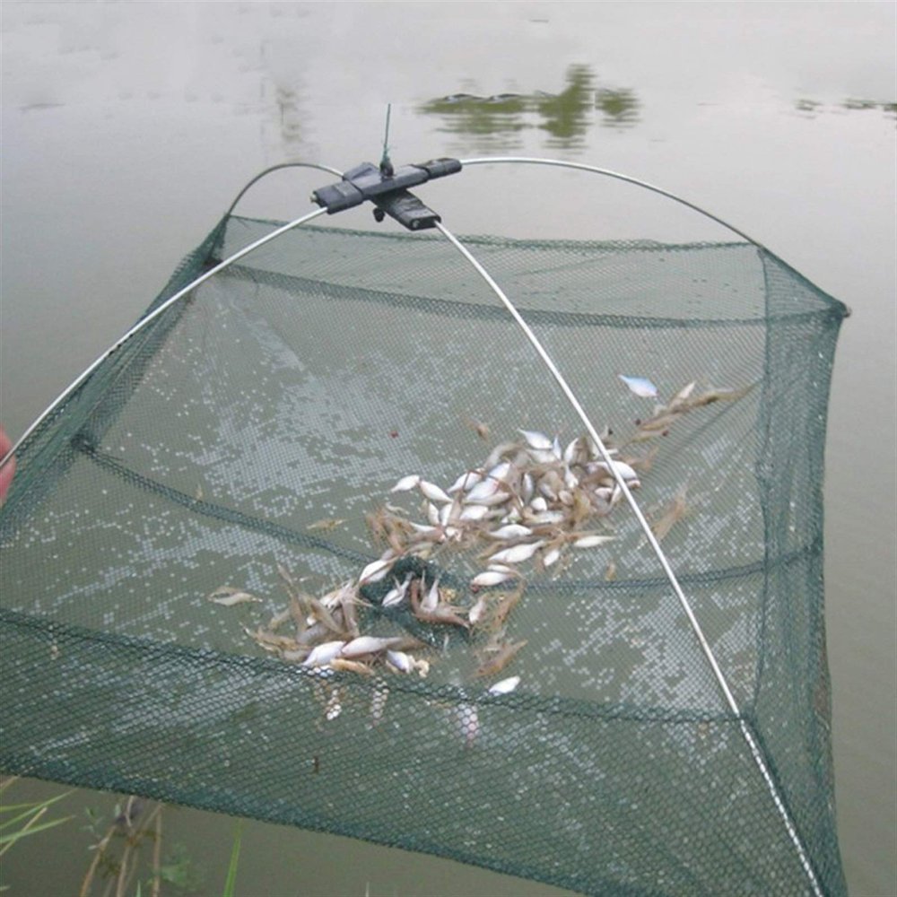 Bclla Zkenyao-net Fishing Little Fish Shrimp Minnow Crab Baits Cast Mesh Trap Dip Lift Net, Lifting Catching Folded Fishing Net, 60 80cm, (Color : 60x60cm)