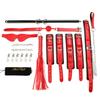EXREIZST Adjustable Pilates Spreader Bar with Premium Soft Pad Leather Straps System Set Expandable Sports Aid Training Fitness Kit, Black and Red view 2