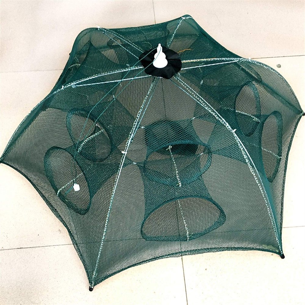 Bclla Zkenyao-net Fishing Shrimp Cage Nylon Foldable Crab Fish Trap Cast Net, Folding Fishing Network, 4/6/8/10/12/16/20 Holes Automatic Fishing Net, (Color : 8 Sides 16 Holes)