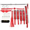 EXREIZST Adjustable Pilates Spreader Bar with Premium Soft Pad Leather Straps System Set Expandable Sports Aid Training Fitness Kit, Silver and Red view 2