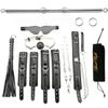 EXREIZST Adjustable Pilates Spreader Bar with Premium Soft Pad Leather Straps System Set Expandable Sports Aid Training Fitness Kit, Silver and Black view 2