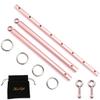 EXREIZST Adjustable Pilates Spreader Bar with Premium Soft Pad Leather Straps System Set Expandable Sports Aid Training Fitness Kit, Rose Gold and Red view 2