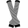 Mesyo Goth Gloves Fingerless Long Arm Warmer Knit Thumbhole Stretchy Gloves Black White, One Size view 1