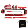 EXREIZST Adjustable Spreader Bar with Premium Soft Pad Leather Straps System Set Expandable Fitness Sports Exercise Training Tool Kit, Silver and Red view 2