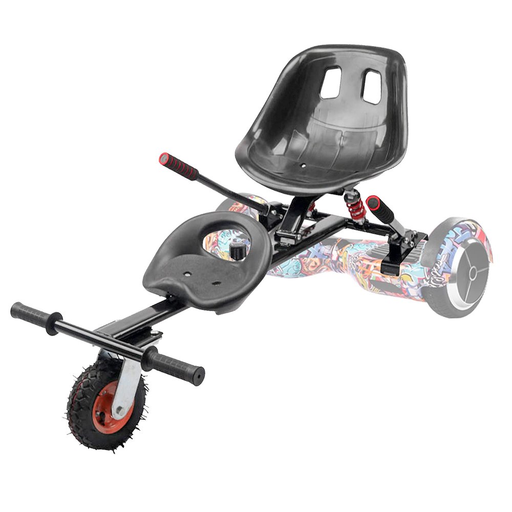 Hoverkart Seat Attachment Hoverboard Go-Kart Double Seat Adjustable Frame Turn Your Self Balancing Scooter into Go-Kart Fits 6.5" 8" and 10" Hoverboard Make Driving Much Fun and Safe,Black,Rubber