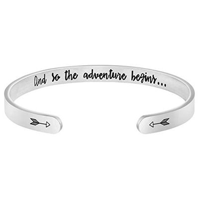 Enni of York And so adventure begins Bracelets for Women Inspirational Bangle Friend Encouragement Christmas Birthday Gifts for Her