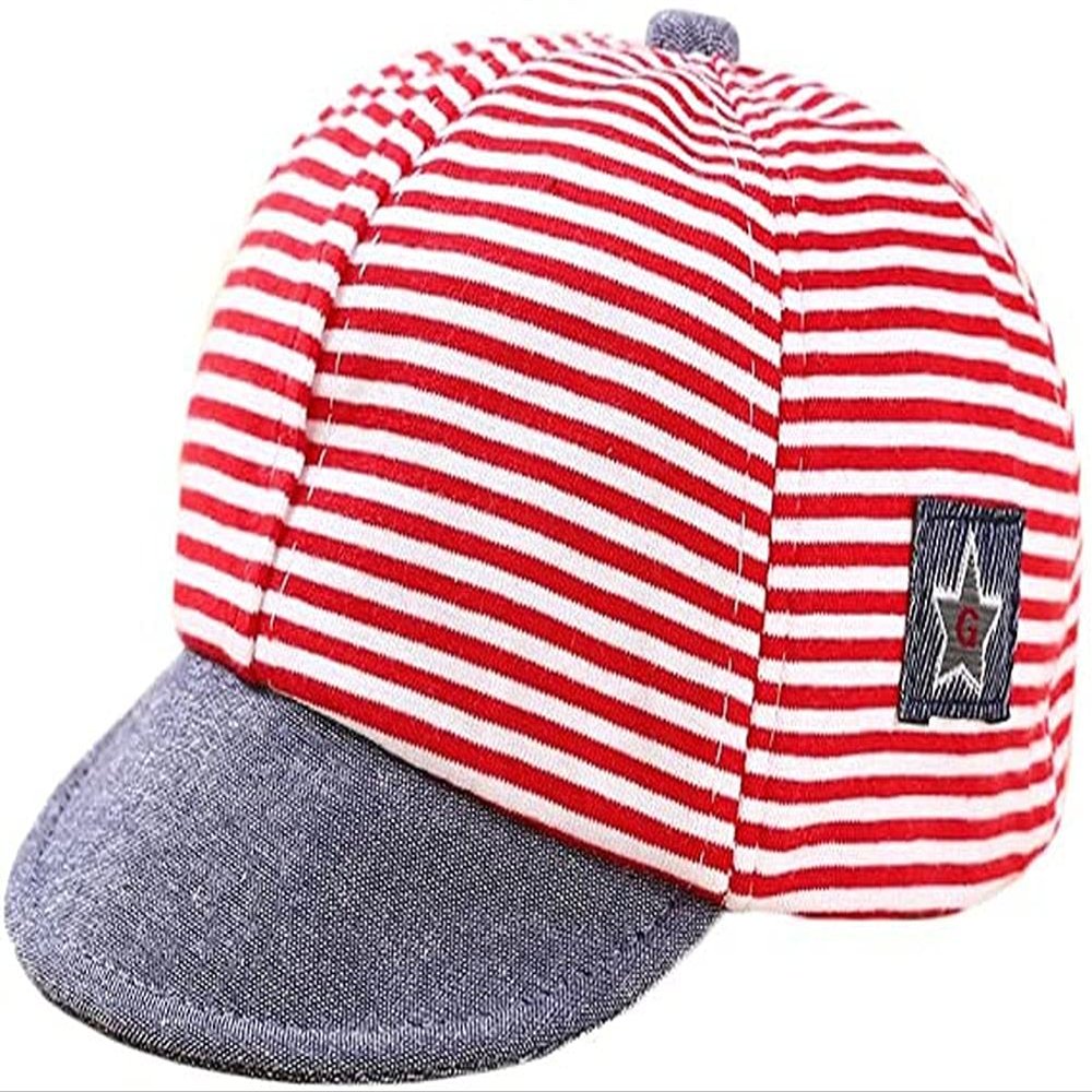 Citihomy Baby Baseball Cap Striped Boy Beanies Snapback Peaked Sun Protection Headwear Bucket Hat Red, Small