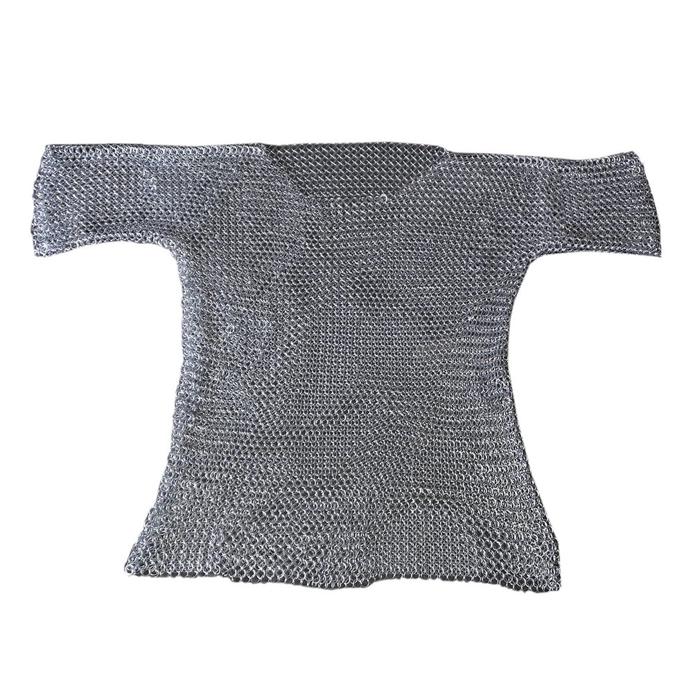 LARGE ALUMINIUM CHAINMAIL SHIRT BUTTED ALUMINUM CHAIN MAIL HAUBERGEON MEDIEVAL ARMOUR