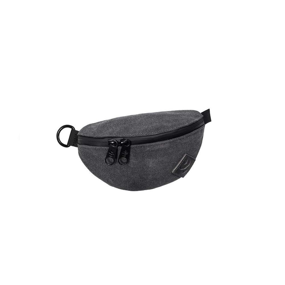 Revelry Amigo Waist Pack Hip Bag Small Exterior Trim, Brass Hardware for Men & Women Hip Bum Bag with WaterProof Zip Lock for Outdoors Workout Traveling Casual Running Hiking Cycling - Smoke