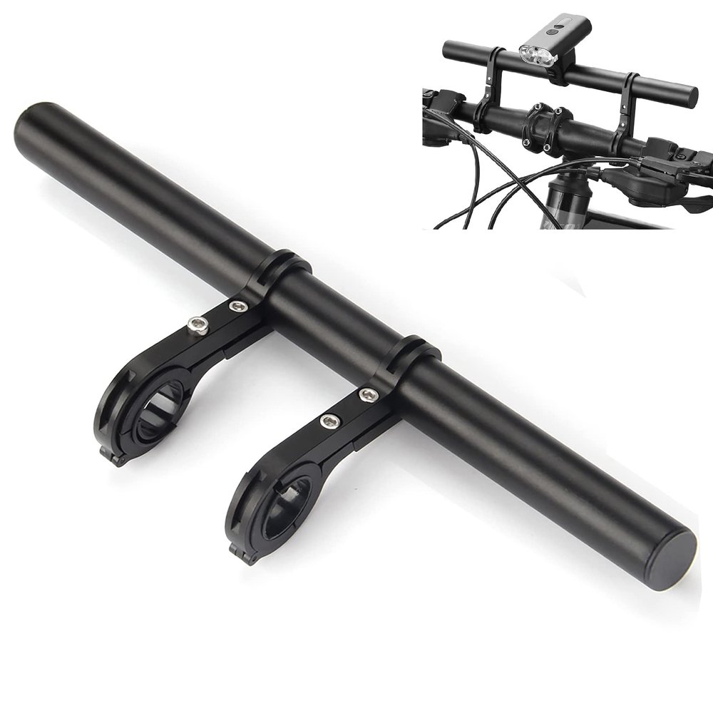 Bike Bicycle Double Handlebar Extender Extension,11.8"(30 cm) Aluminum alloy Super Long Bracket AccessoriesFor Bike Mounts,Extender Bars, Headlights,Light Lamp,Phone Mount,For 31.8mm/25.4mm caliber