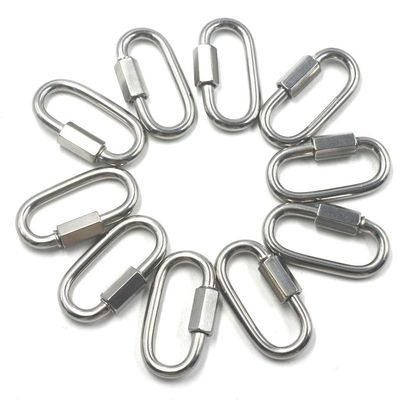 DINGGUANGH 10Pcs Multifunctional 304 Stainless Steel Carabiner Oval Screwlock Quick Link Lock Ring Hook M5