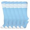 3 Pairs of juDanzy Knee High Boys or Girls Stripe Tube Socks for Soccer, Basketball, Uniform and Everyday Wear (6-10 Years, Columbia With White Stripes (3 Pairs)) view 1