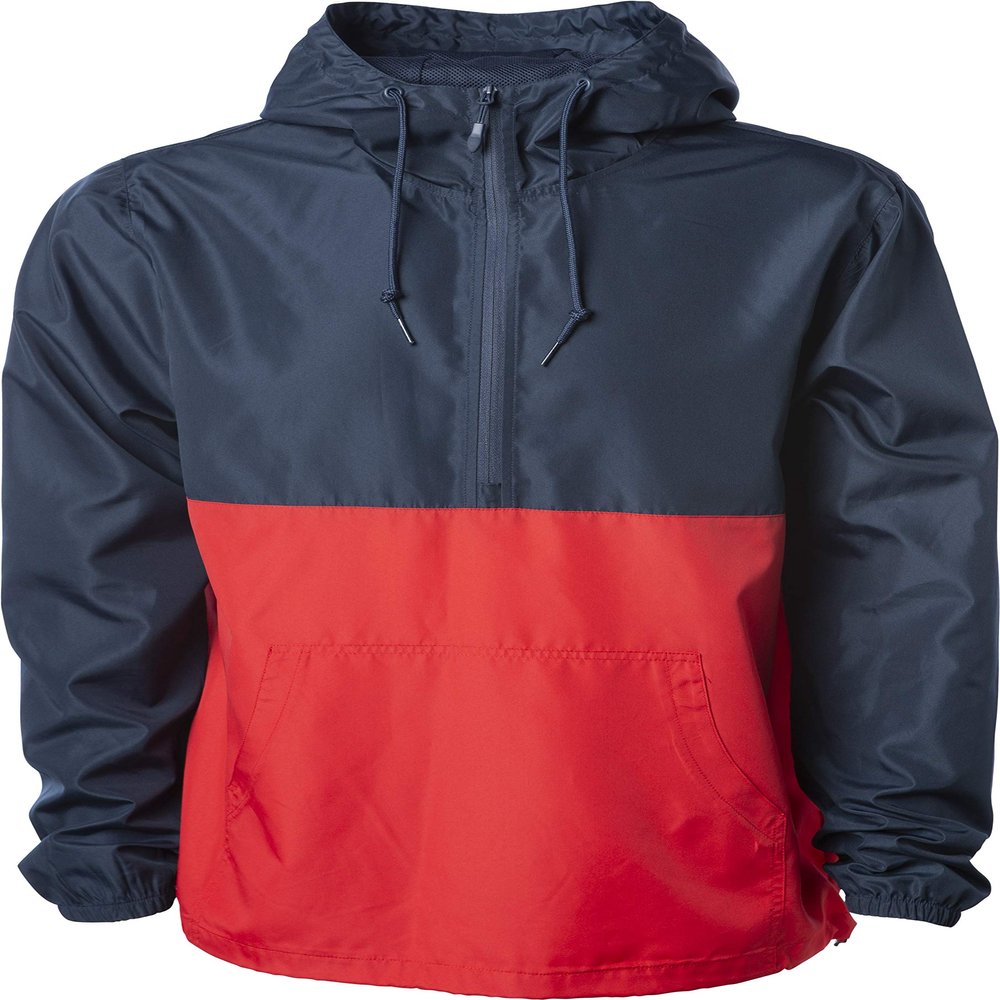 Independent Trading Co. Lightweight Windbreaker Pullover Jacket (EXP54LWP) -Army -L